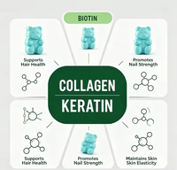 Gummies de biotine, collagène et kératine très demandées, complément beauté 14 nutriments pour cheveux, ongles et peau, 60 unités, OEM/ODM disponible