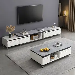 新しいテレビキャビネットコーヒーテーブルの組み合わせシンプルでモダンで豪華なリビングルームテレビキャビネットホワイトフレンチハイエンド