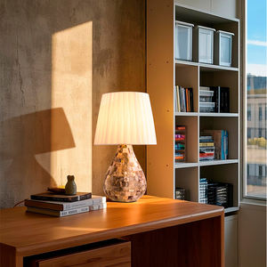 Lampe de <span class=keywords><strong>table</strong></span> <span class=keywords><strong>d</strong></span>'intérieur en coquillage naturel, œuvre <span class=keywords><strong>d</strong></span>'art, lampe de <span class=keywords><strong>table</strong></span> <span class=keywords><strong>d</strong></span>écorative, salon, chambre à coucher, hôtel, lampe de <span class=keywords><strong>table</strong></span> en tissu - Product Image 3