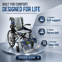 AJ-103_20 Fauteuil roulant médical portable pour personnes âgées et handicapées, dispositif médical de soins aux personnes âgées, idéal pour les voyages et la sécurité