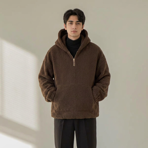 heavyweight <b>thick</b> couple's Polar <b>fleece</b> hoodie men's half zip drop shoulder casual versatile retro hoodies <b>jacket</b> - Product Image 1
