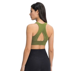 Soutien-gorge de sport pour femme à col montant, dos ajouré, couvrance intégrale, maintien élevé, pour la course, le fitness et le yoga - Product Image 3