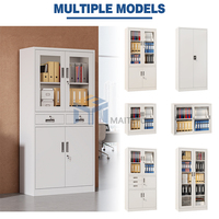 Archivador Metálico con Puerta de Vidrio Transparente, Mueble de Oficina de Acero en Kit, Estantes Ajustables, Almacenamiento de Documentos