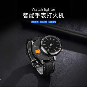 <span class=keywords><strong>Briquet</strong></span> <span class=keywords><strong>montre</strong></span> à quartz multifonctionnel, torche rechargeable à double flamme pour cigarettes - Product Image 4