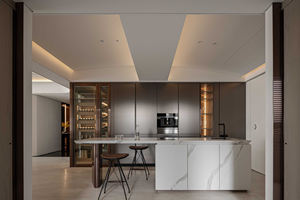 Diseños Modernos de Cocinas de Isla, Gabinetes de Cocina Completos de Metal con Laminado PET Brillante, Muebles de Cocina Modulares que Incluyen Grifo - Product Image 5