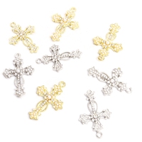 Charmes en forme de croix en cristal, strass et perles, alliage, zircone cubique, pendentif crucifix pour la fabrication de colliers, boucles d'oreilles, bijoux de Pâques