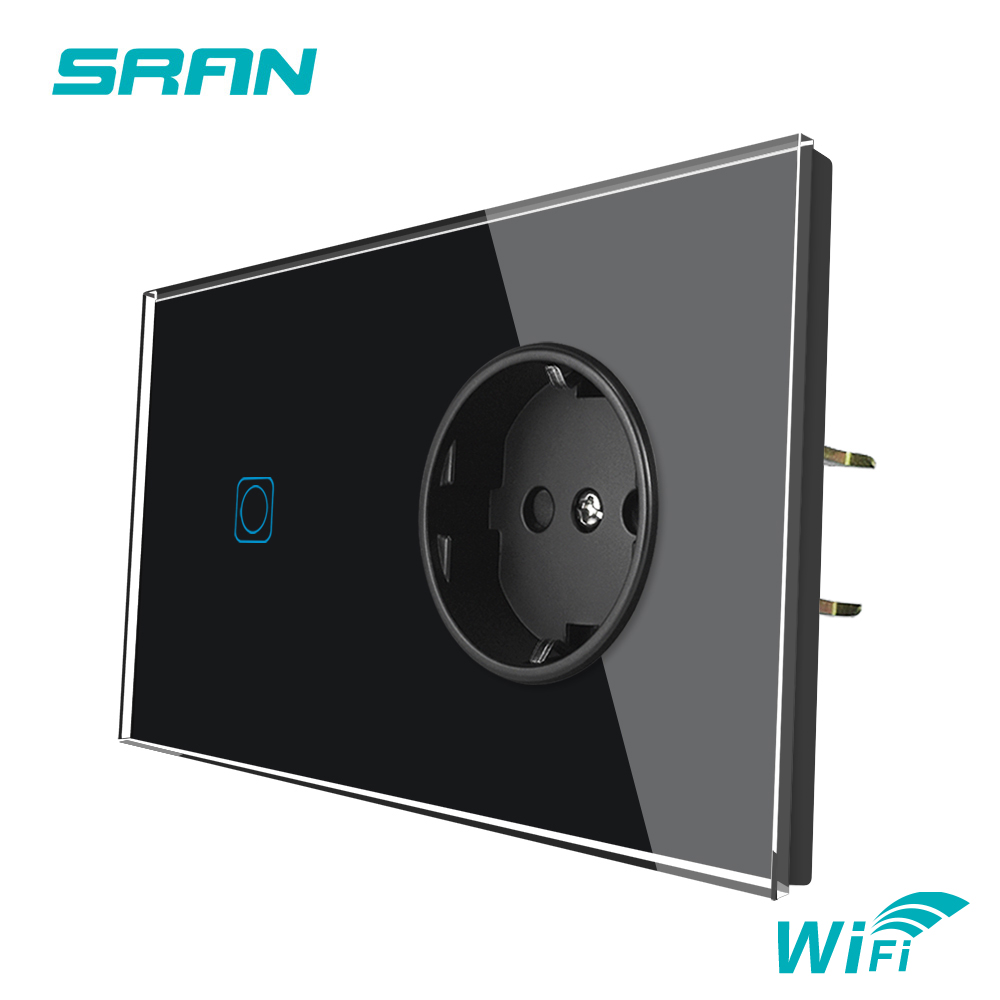 1 Gang Wifi + Enchufe Europeo Negro