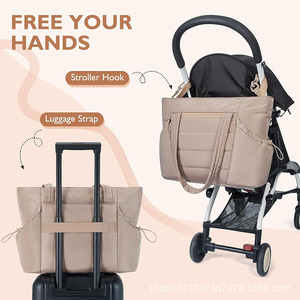Sac fourre-tout maternité matelassé multifonctionnel élégant 2025 avec étui à sucette, organisateur de poussette, sac à couches pour maman et bébé, sac d'hôpital - Product Image 4