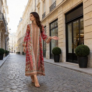 Robe Abaya en Polyester Imprimée Personnalisée de Luxe de Haute Qualité pour Femmes Musulmanes Occasions Spéciales - Product Image 2