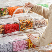 Distributeur de nourriture en vrac en plastique de vente chaude avec Scoop Candy Box Storage Bonbons Bin Biscuit Showcase