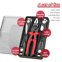 Pince à fil en acier 5-en-1 Pince à dénuder pour câble Pince multifonctionnelle avec têtes de pince interchangeables