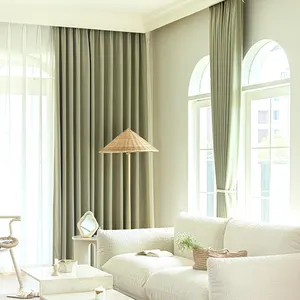 Customized Living Room Decoration Large Blackout Drapery Curtain Panel Velvet Linen With Lining