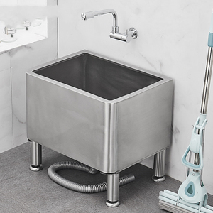 Lavabo Commerciale in Acciaio Inox 304 con Montaggio a Pavimento e Rubinetto a Pedale per Hotel, Ospedali, Scuole e Servizi di Pulizia - Product Image 1