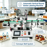Machine d'étiquetage automatique pour bouteilles en verre rondes et hexagonales, 25 pièces par minute, pour les usines de boissons et d'aliments en verre