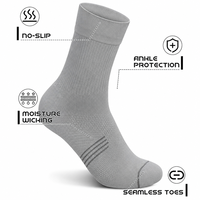 Calcetines Deportivos Transpirables Acolchados de Punto Blanco Gris Claro con Logotipo Personalizado, Calcetines Deportivos de Media Caña que Absorben la Humedad