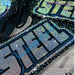 Горячая распродажа, веселая, горячая фиксация, индивидуальная термопереводная Футболка со стразами - Product Image 2