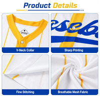 Jersey de Béisbol Sublimado Personalizado con Dos Botones y MOQ Bajo para Ligas de Adultos