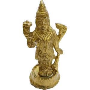 งานฝีมือปาริจัต รูปปั้นพระวิสุเนะทองเหลืองขนาด 4 นิ้ว พร้อมเทพีลักษมีนั่งบนพระศีษนาค รูปปั้นลักษมีนารายณ์สไตล์อาร์ตเดโค - Product Image 2