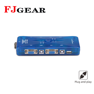 Hot-Bán Bộ Chuyển Đổi Màu Xanh 4 Port Kvm Switch, 4 Trong 1 Ra, Với Cổng VGA, cổng Usb, Sử Dụng, Bàn Phím Phím Nóng Chuyển Đổi - Product Image 3