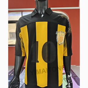 Camiseta de fútbol retro de secado rápido transpirable de 100% algodón con estampado digital suelto de último diseño personalizado para hombre - Product Image 1
