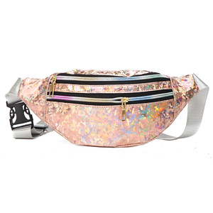 Nueva Bolsa de Cintura Deportiva para Mujer, Diseño de Moda en Piel Sintética PU, Personalizada con Láser Rojo Holográfico, Material Impermeable con Cierre de Cremallera - Product Image 2