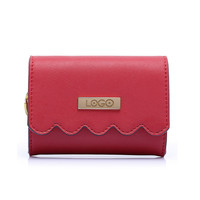 #2068 kulit Microfiber merah dompet wanita bermerek grosir dompet Billetera anak perempuan dompet cantik dompet tangan untuk wanita