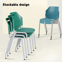 Chaise d'entraînement empilable ergonomique en plastique PP avec pieds en métal robustes, design moderne pour l'école, la salle de classe et l'appartement