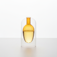 Diffuseur d'arômes en verre double couche au design unique Sishang 200 ml, bouteille décorative de luxe pour la maison, bâtonnets en rotin vides