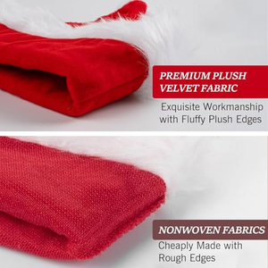 Chapeau de Noël pour bébé, chapeau de Père Noël en velours rouge moelleux - Product Image 5