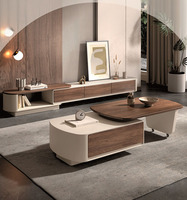 Nouvel ensemble table basse extensible et meuble TV de style moderne vintage, mobilier multimédia en bois de luxe minimaliste pour petit salon