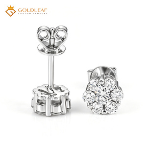 Goldleaf 925 <b>Silver</b>, 1 Carat D VS1 Lab Grown Diamond, Flower Shaped <b>Earrings</b>. Suitable For Gifting, Anniversary, <b>Wedding</b>, Daily - Product Image 2