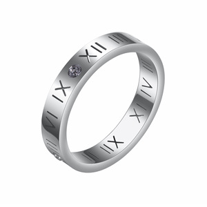 Women's Titanium Steel <b>Rings</b> Rose Gold Silver Roman Numeral <b>Crystal</b> Inlay Everyday Wear Jewelry - Product Image 2