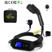 Nouvelle borne de recharge portable GB/T pour véhicules électriques 13A/3KW, prise UK, IP55, écran LCD, minuterie, protection complète, station de recharge pour véhicules électriques à domicile et en extérieur