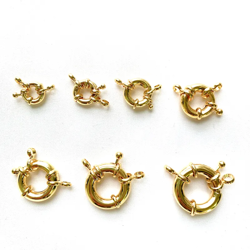 High Qualified 18k Gold Plated Brass Spring Ring Clasp For Necklace Making Jewelry Finding