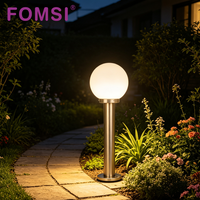Lampe de jardin LED extérieure FOMSI, étanche, en acier inoxydable, éclairage décoratif pour pelouse, IP44, globe en verre, lampadaire de chemin