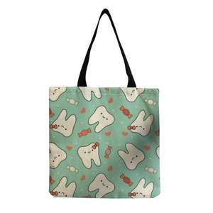Sacs à bandoulière avec imprimé lettre d'infirmière, fermeture éclair, sac en toile décontracté, sac fourre-tout écologique, sac à main mignon pour femmes, grande capacité, sac de shopping graphique - Product Image 6