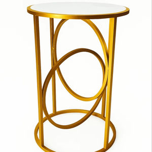 Petite table à thé ronde en fer moderne nordique de luxe créative simple couleur dorée Table à thé en fer pour salon canapé côté - Product Image 1