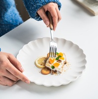 Assiette de service en forme de fleur en fibre de bambou et mélamine écologique, bol à vaisselle lavable au lave-vaisselle 10.5 8.5 6.5 pouces