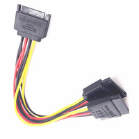 Cable divisor de alimentación SATA de 15 pines macho a 2 hembra (2x15 pines) de alta calidad, conector SATA 1 a 2
