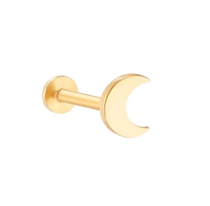 Venta al por mayor 14K oro sólido piercing joyería Sun Moon Star Lightning internamente roscado Labret Stud cartílago 14K oro sólido muelle - Product Image 3