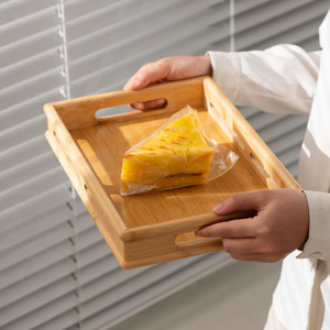 Japanese Style Bamboo Serving <b>Tray</b> With Handles For Breakfast Tea <b>Snacks</b> Home Use - Product Image 2