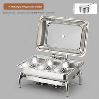 Réchaud de buffet rectangulaire en acier inoxydable avec couvercle en verre 9L, chauffage à l'alcool, pour usage commercial, restauration et hôtellerie, chauffe-plats