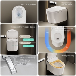 โถสุขภัณฑ์เซรามิกติดผนังทรงยาว ดีไซน์ใหม่ ไฟ LED หลากสี พร้อมที่นั่งอุ่นและรีโมทคอนโทรล - Product Image 5