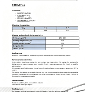 Barre de brasage en alliage de cuivre, phosphore et argent à 15 %, BCuP-5 AWS A5.8, haute résistance, diamètre 1,0/1,5/2,0/2,5/3,0/4,0 mm pour les conduites CVC - Product Image 5
