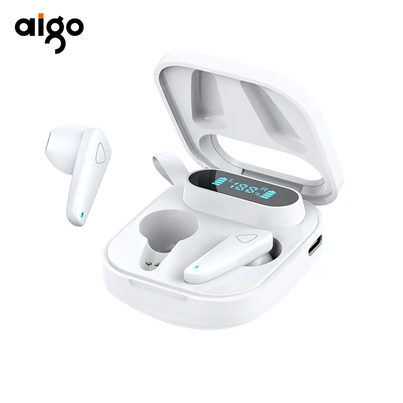 AIGO T23 يدوي سماعات أذن TWS الأصلي غير مرئية قارب Warless نوع C سماعة الأزرق الأسنان LED اللاسلكية سماعات