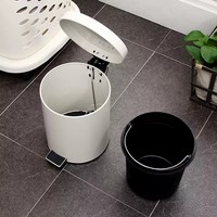 Poubelle à pédale en acier inoxydable noir écologique de 3 litres sans couvercle, pour bureau, maison, hôtel, cuisine, salle de bain, seau de rangement
