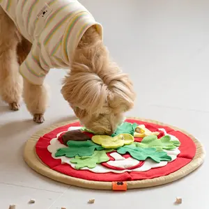 MewooFun 피자 모양 느린 먹이 애완 동물 개 스너플 카펫 스니핑 매트 스너플 매트 작은 개를위한