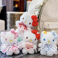 Porte-clés en peluche chat bleu avec nœud, 4 pouces, super doux, en coton PP, jouet en peluche de haute qualité