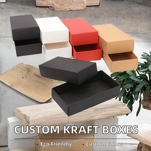 Boîte d'emballage en carton kraft recyclable, personnalisable, rectangulaire, couleur unie marron, noir, rouge, blanc, avec revêtement UV, pour perruques - Product Image 3