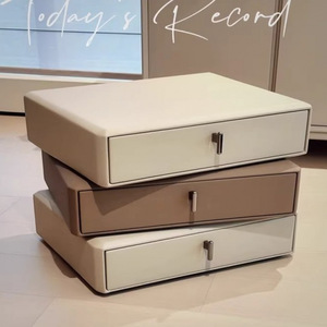 Leather Three Tier <b>Console</b> <b>Table</b> With <b>Storage</b> For Bedroom Modern Design - Product Image 1